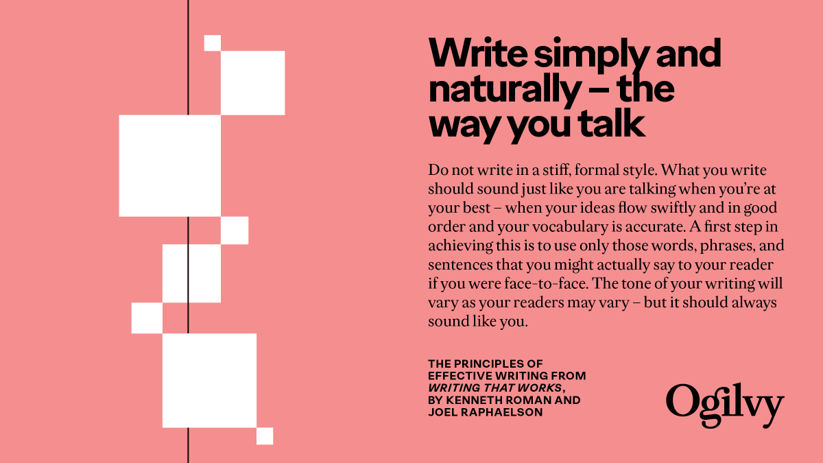 Ogilvy's tweet photo. There are a number of principles that are key to effective writing, no matter what you write.

Your #MondayMotivation from #WritingThatWorks – because people who write well do well.

Check out more #AgencyVoices, here: https://t.co/xUY9I6SHEf https://t.co/ArdJcoJaLj