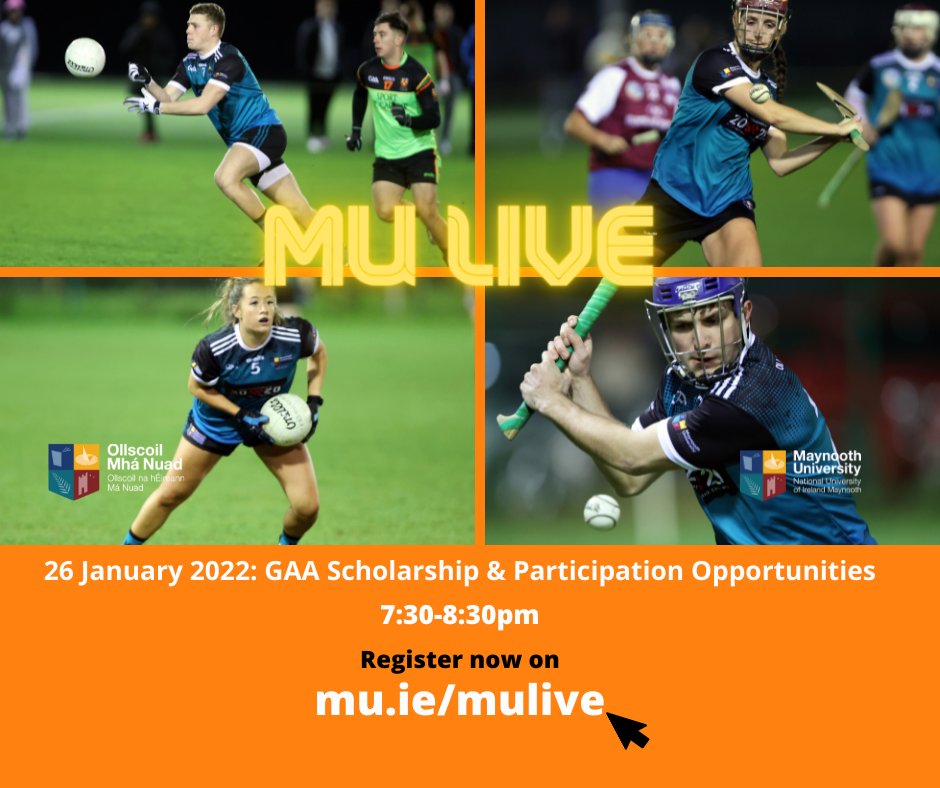 Join @MaynoothUni GAA Development Officer Jenny Duffy & @meathladiesMLGF All Star & MUGAA Scholar @MaryKateLynch4 on Wed 26th Jan at 7.30pm to hear about the MUGAA High Performance scholarship programme & participation opportunities.

Book via https://t.co/dfNptdm6wh https://t.co/XTqiFZiVtp