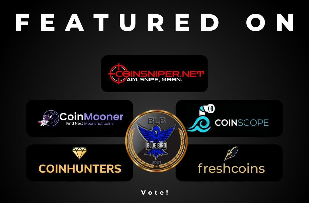 bluebirdblb's tweet photo. BLUE BIRD

🚀Just listed on🚀 

 🔥 COINSNIPER🔥
🔥 COINMOONER🔥
  🔥 COINSCOPE🔥
🔥 COINHUNTERS🔥
 🔥 FRESHCOINS🔥

              🗳️🗳️
             Vote Vote

https://t.co/QHVUOJ8NGA
https://t.co/Fpu64Kwqy8
https://t.co/m8PBksXQCf
https://t.co/n4G9Tcqsul
https://t.co/H2g5bgj39T https://t.co/9ndkZyBhLo