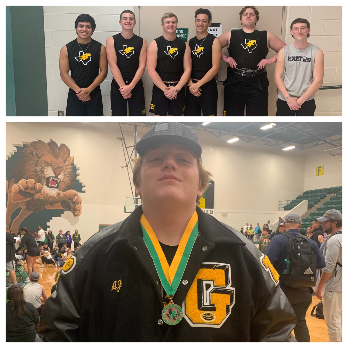 CoachKVirdell's tweet photo. These Eagles represented Goldthwaite with pride and competed well at the Dublin powerlifting meet this weekend. Congrats to AJ McCoy for a 3rd place finish in his division! #WinItWearIt @GoldthwaiteCISD https://t.co/XdJQnY4WtI