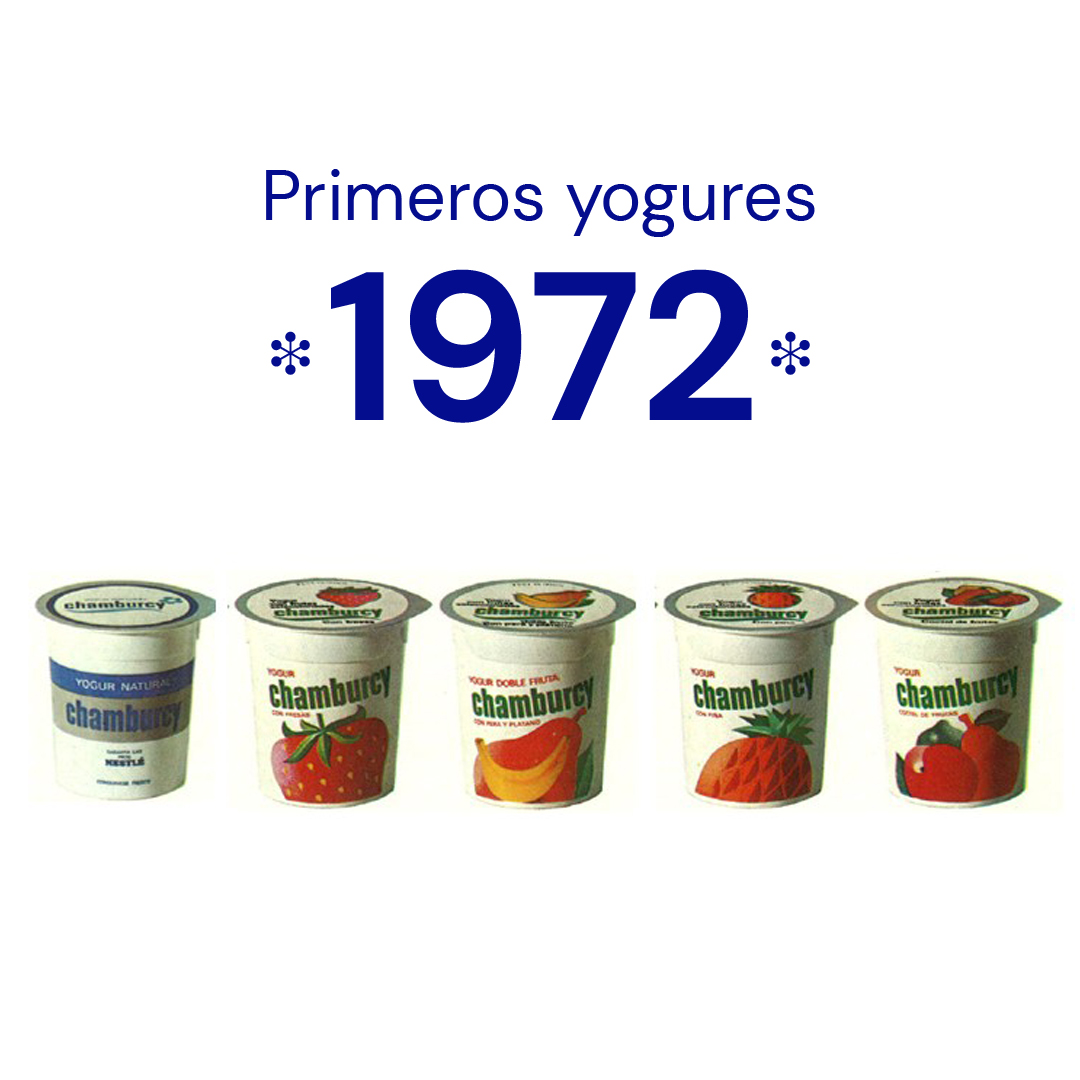 🥳 ¡Hoy estamos de aniversario! Celebramos 50 años🎂 del lanzamiento del primer yogur Nestlé en España. Fue el 24 de enero de 1972 cuando los primeros yogures Nestlé, comercializados bajo la marca Chamburcy, llegaron a las tiendas de Barcelona.

#YoguresNestlé