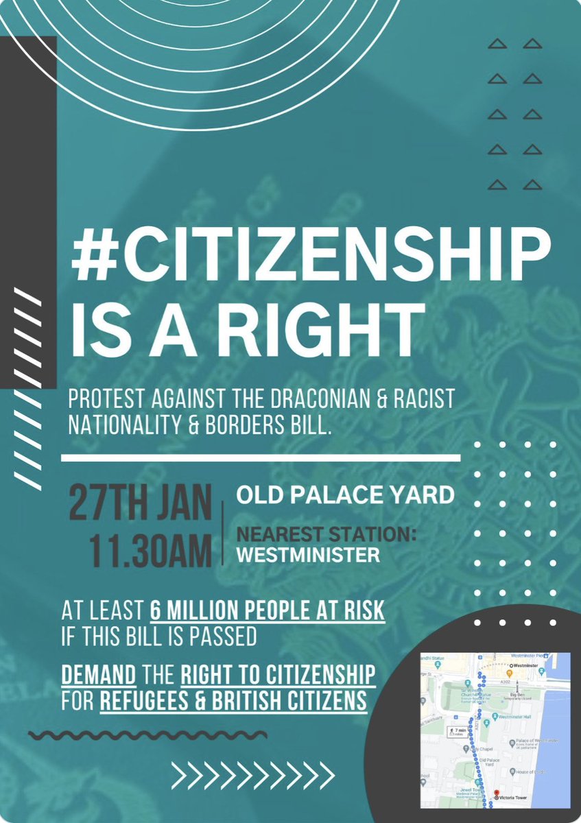 #StopNABB Protest 27 Jan!If this #racist bill becoms law
It could lead 2 mass statelessness of Black & Brown ppl
#PritiPatel could make you stateless & not tell you so you wld not be able to appeal.
#Asylumseekers will be criminalized 4 seeking asylum & boats turned back at sea