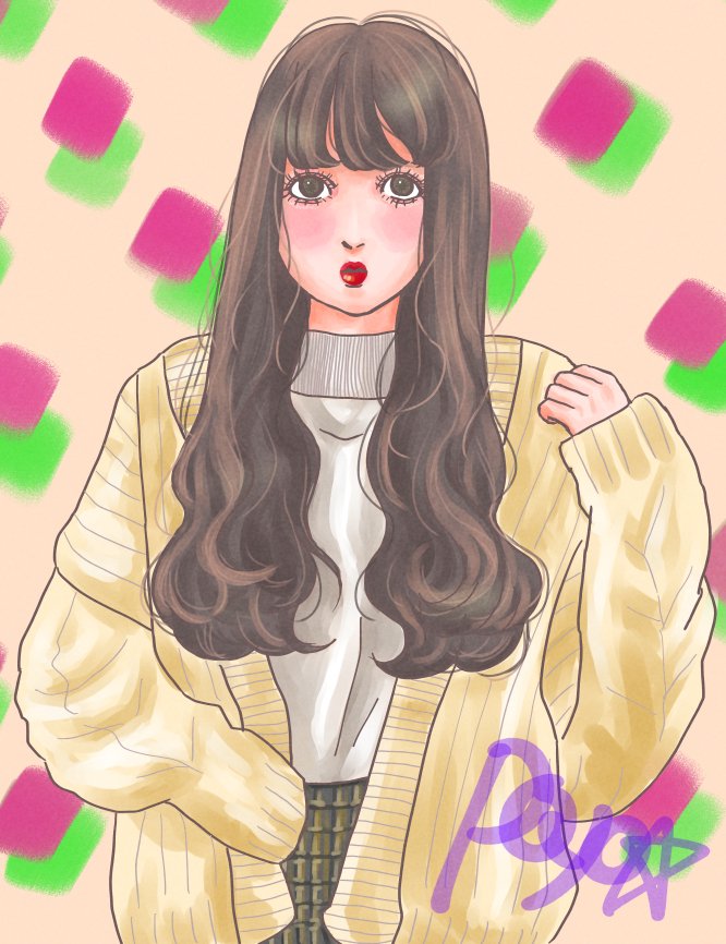 ぽよ 重めのロングヘアーを描きたかっただけのイラスト ゆるウェーブのロングヘアに長年憧れてるんだけどな 私ショートなんだよな 剛毛 直毛 毛量多い イラスト ぽよの日常 絵描きさんと繋がりたい Potofu みんなで楽しむ
