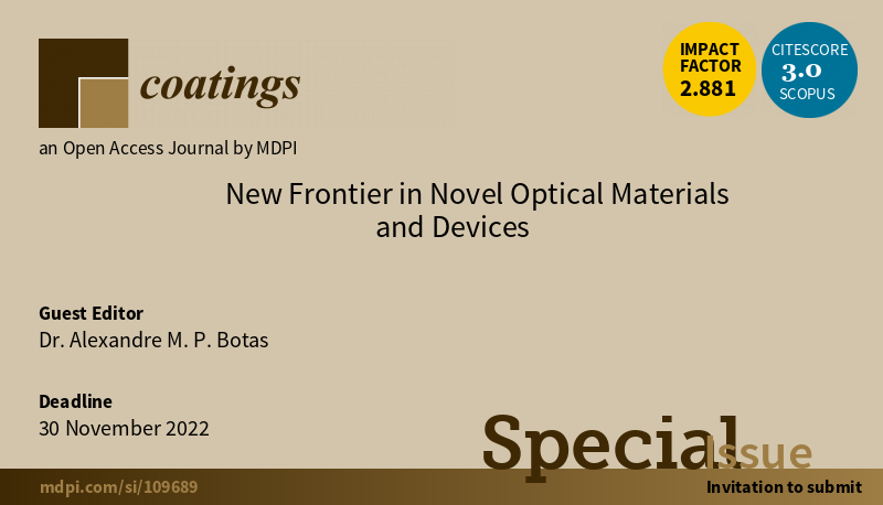 BotasAlexandre's tweet photo. New Frontier in Novel Optical Materials and Devices https://t.co/2RbSXuDOjw #mdpicoatings via @Coatings_MDPI https://t.co/OUqNgdaFuc