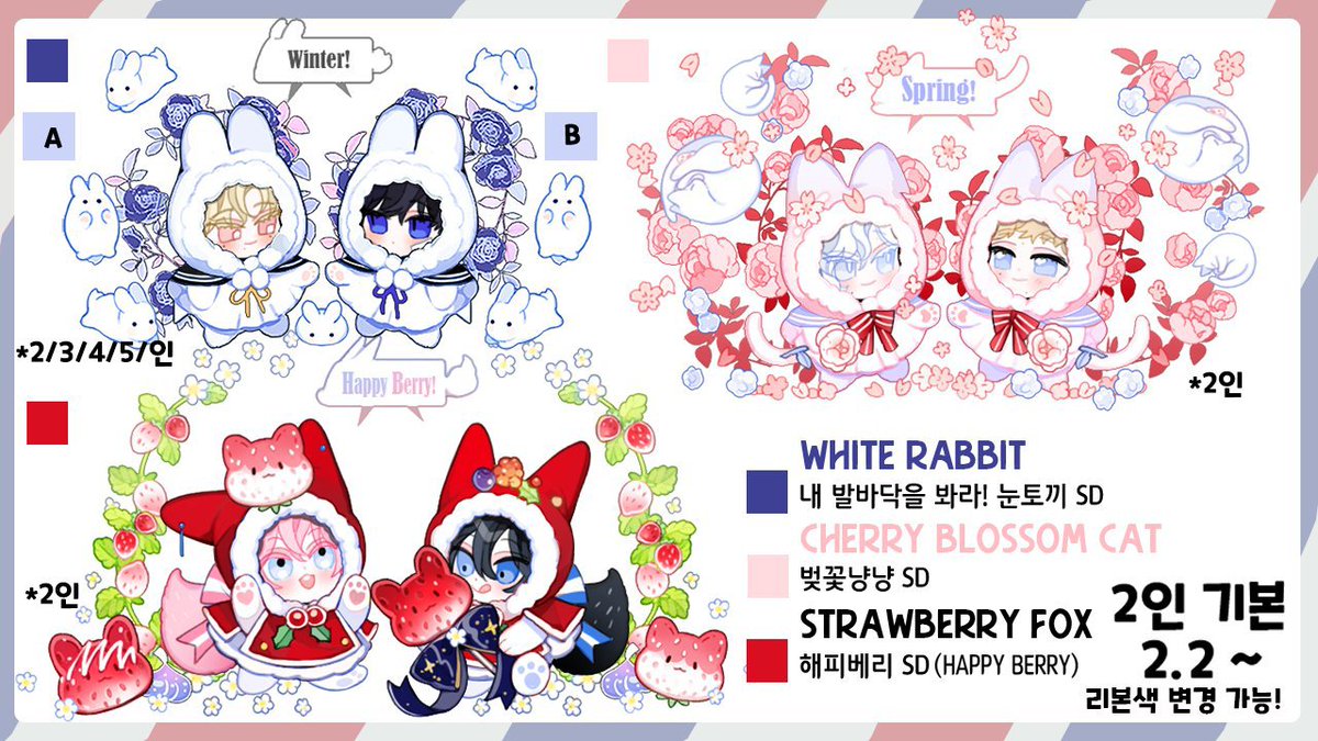damso_2018's tweet photo. [RT이벤트]겨울 라스트 슬롯 🐇눈토끼시리즈 +🎠메리고라운드 
[눈토끼][벚꽃냥냥][해피베리][솜토끼][메리고라운드] 5가지 미니SD타입  1월25일~29일까지 신청 슬롯이 열립니다.

타래의 간단 양식 작성 후, ❣️메일❣️로 신청받습니다.(작업기간 3달)
 2/10일 RT 추첨하여 각 타입 2분씩 그려드립니다. https://t.co/DAWQF80U9k
