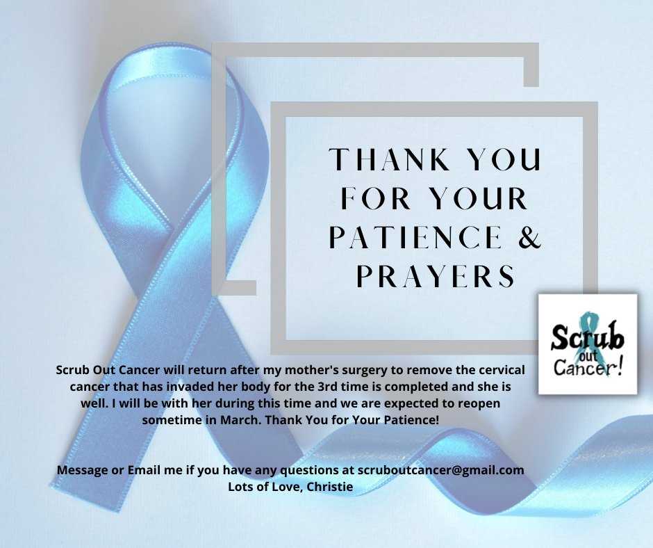 ScrubOutCancer's tweet photo. Thanks for your Patience &amp; Prayers! https://t.co/Alu3F0qImb