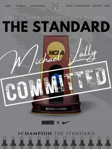 I would like to announce that I’m continuing my academic and sports career at the Univeristy of Mount Union. Thank you <a href="/MountUnionFB/">Mount Union Football</a> and <a href="/Coach_allendl/">Dan Allen</a> for this opportunity