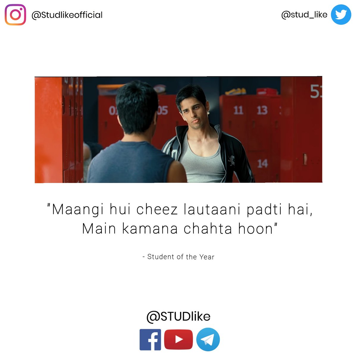 Stud_like's tweet photo. Movie - Student of the Year

#movies #moviequotes #FilmTwitter #bollywood #bollywoodmovie https://t.co/l67ZCuEBdR