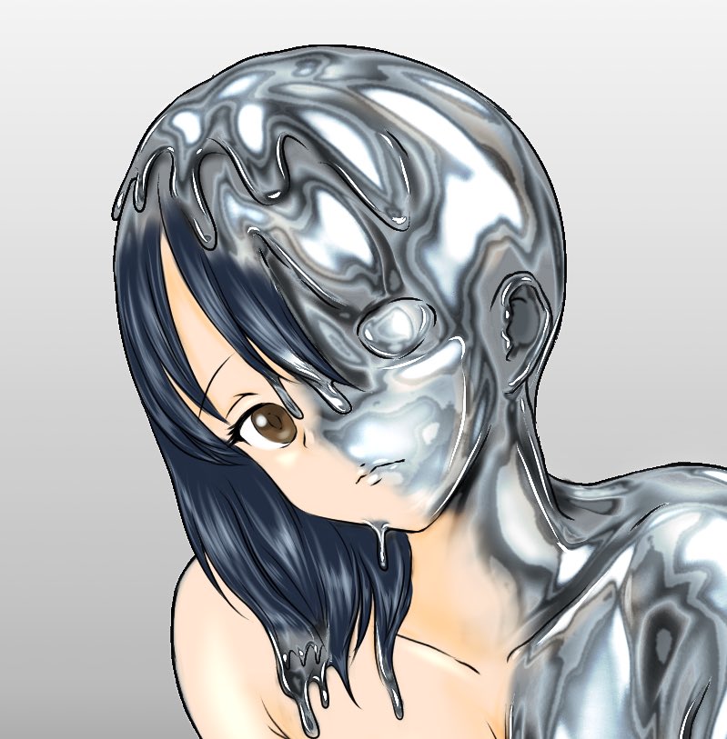 人間に擬態した様子、眼にハイライト入れた方がより人間に近い且つ不気味になることに気づいた。 