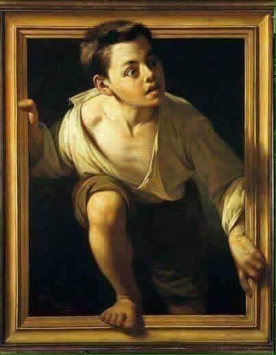 “Escape from the Frame" by  Spanish painter Beardle Borrell (1835-1910)