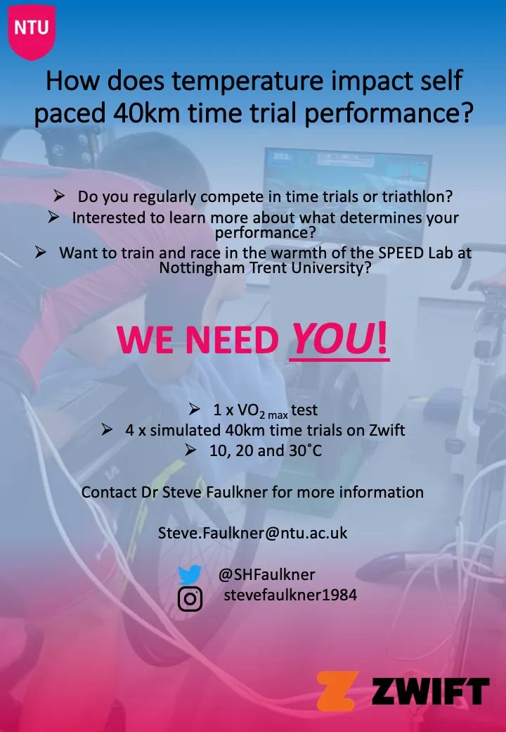 We're recruiting #timetrial #cyclists and #triathletes for a new research study @NTUEng #SPEEDLab. Want to learn about your #TT performance and how it is impacted by your #environment and play @GoZwift? Get in touch! #NIRS #physiology #sportengineering #sportscience #Heat #cold