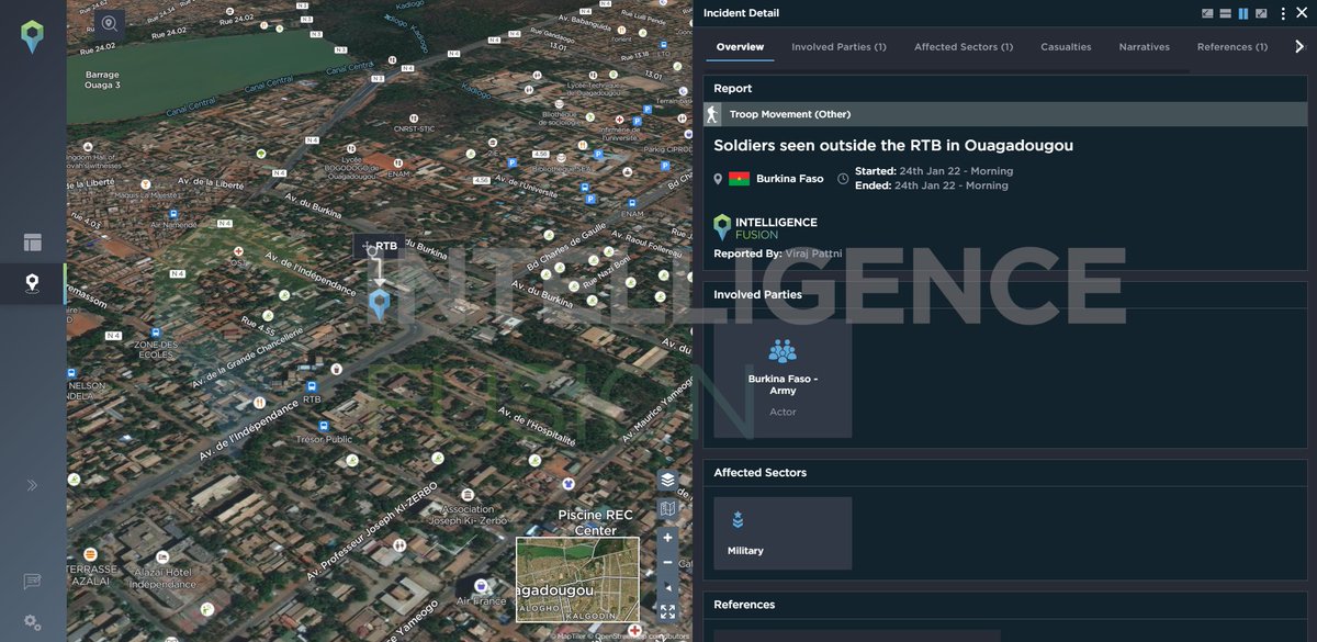 #BurkinaFaso - President Kabore reportedly detained by mutinying soldiers at his home in Ouagadougou. Soldiers have also been reported outside the RTB national broadcaster in the capital. 

See and share further breaking updates on our Discord server: intelligencefusion.co.uk/insights/resou…