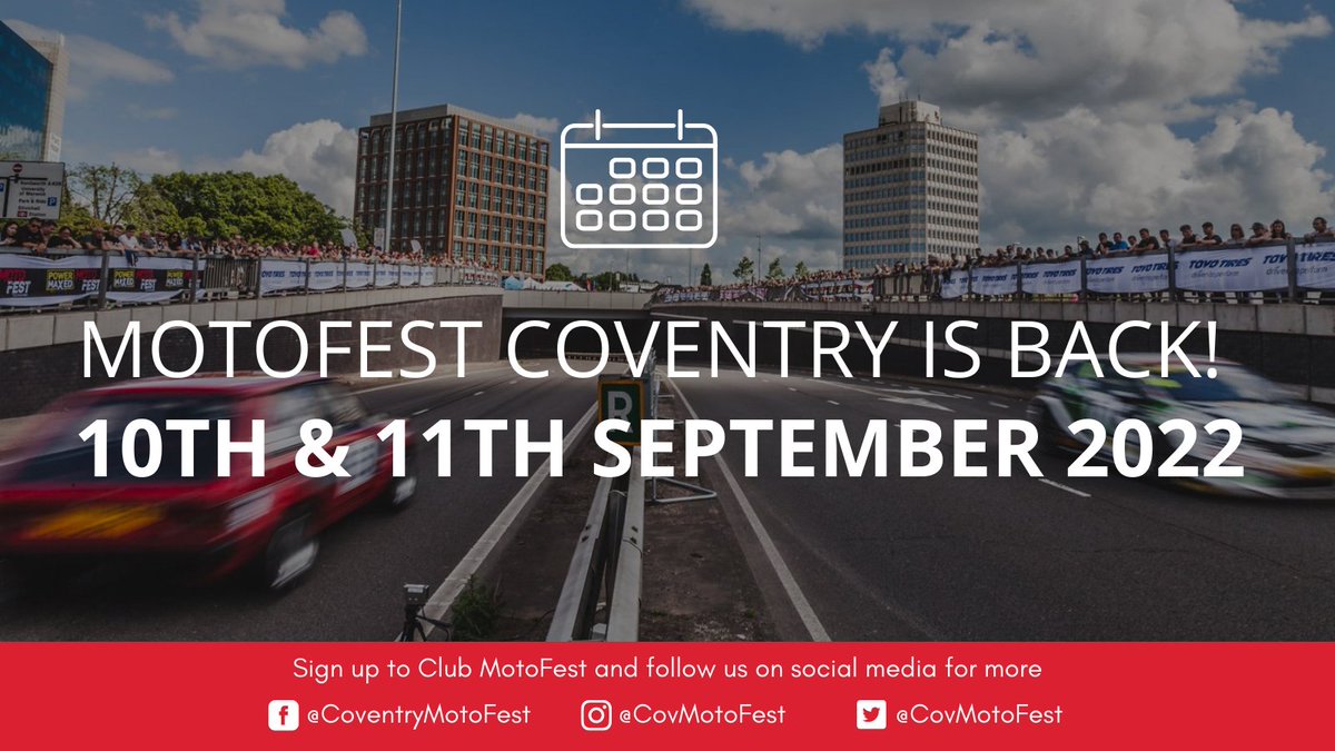 CovMotoFest's tweet photo. 📢 We are delighted to announce that MotoFest is back on 10th and 11th September 2022 with our traditional 2 day festival! 🚗🏍🏎

Read our full statement at 👉 https://t.co/bcjfDriEXi

📸 Michael White

#CovMotoFest #PastPresentFuture #MotoringFestival #ExploreCoventry https://t.co/opXGfGfVuv