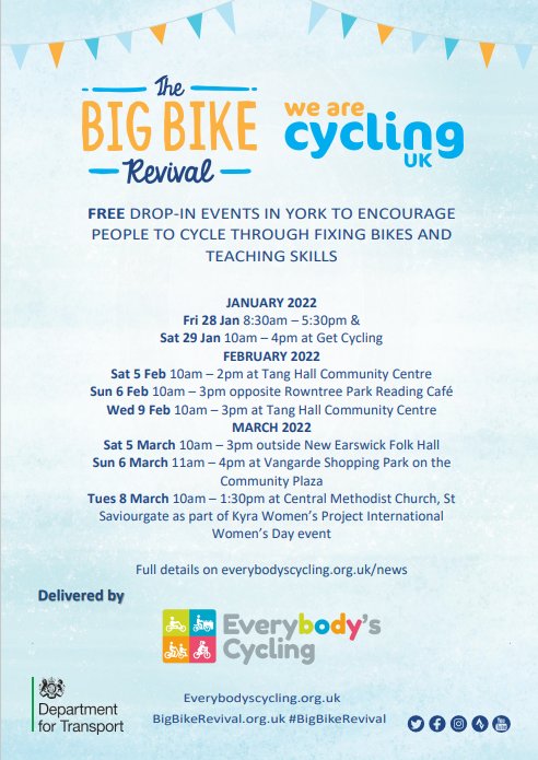 Everybody's Cycling (@everybodyscycle) on Twitter photo Bike in need of TLC?💗Visit our FREE Bike Doctor events everybodyscycling.org.uk/news/ Big thanks to <a href="/GetCyclingCIC/">Get Cycling CIC</a> @THCCentre <a href="/FoodCircleYork/">Food Circle York CIC</a> <a href="/yourcafeuk/">yourcafe</a> @TangHBigLocal <a href="/Fr_RowntreePark/">Friends of Rowntree Park</a> <a href="/JRHT_FolkHall/">New Earswick Folk Hall</a> <a href="/VangardeYork/">Vangarde Shopping Park</a> @KyraWomen <a href="/WEAadulted/">The WEA</a> <a href="/YorkCycle/">York Cycle Campaign</a> <a href="/CyclingUK_Yorks/">Cycling UK Yorkshire and the Humber</a> Bike in need of TLC?💗Visit our FREE Bike Doctor events everybodyscycling.org.uk/news/ Big thanks to <a href="/GetCyclingCIC/">Get Cycling CIC</a> @THCCentre <a href="/FoodCircleYork/">Food Circle York CIC</a> <a href="/yourcafeuk/">yourcafe</a> @TangHBigLocal <a href="/Fr_RowntreePark/">Friends of Rowntree Park</a> <a href="/JRHT_FolkHall/">New Earswick Folk Hall</a> <a href="/VangardeYork/">Vangarde Shopping Park</a> @KyraWomen <a href="/WEAadulted/">The WEA</a> <a href="/YorkCycle/">York Cycle Campaign</a> <a href="/CyclingUK_Yorks/">Cycling UK Yorkshire and the Humber</a>