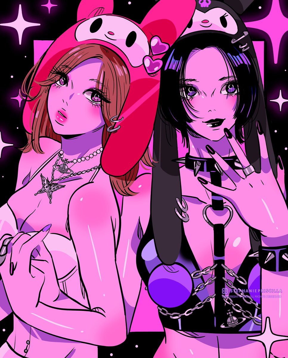 spriscillart's tweet photo. Nana as My Melody and Kuromi 💗🖤 #sanrio #nana #mymelody #kuromi https://t.co/xdEDw6PqYu