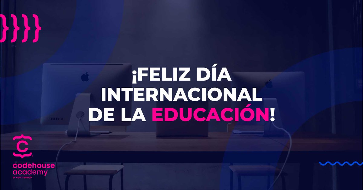 CodeHouseLearn's tweet photo. ¡Día Internacional de la Educación!
En CodeHouse no queremos dejar pasar la #oportunidad de celebrar este día, y agradecer a todos y cada uno de nuestros #CodeProfes 👨💻👩💻 por la increíble labor que hacen.
#educacion #DiadelaEducacion #diainternacionaldelaeducacion https://t.co/HDSXsWSxuA