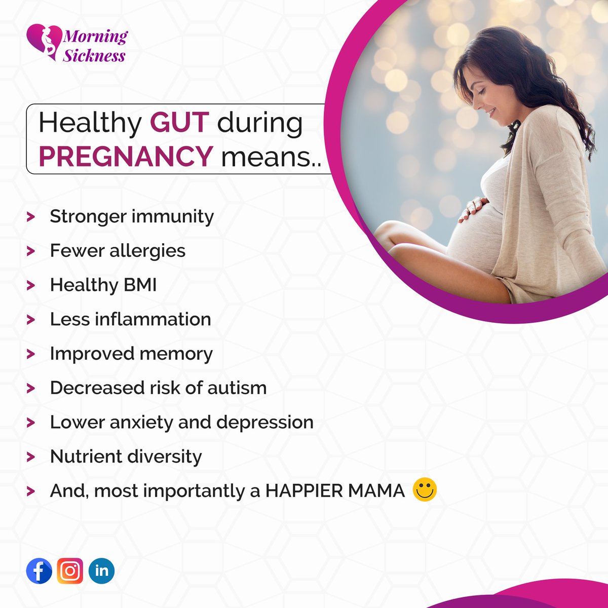 Dear pregnant mama, 

Remember that a peak-functioning digestive system during pregnancy not only keeps your body feeling good and light-weight but also set up good health for your baby. 

#morningsickness #morningsicknessrelief #guthealth #guthealthduringpregnancy