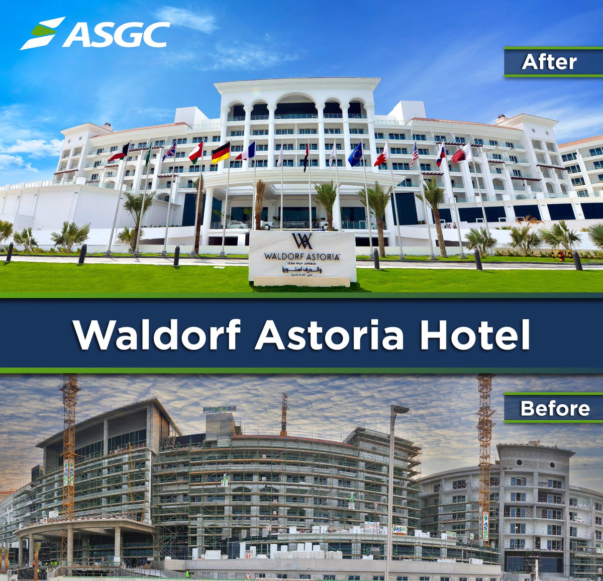 ASGCUAE's tweet image. Today in our #FlashbackMonday series we showcase Waldorf Astoria Dubai Palm Jumeirah, our landmark hospitality project, which was handed over in February 2014. 

@WaldorfDubai 
@alhabtoorgroup 

#ASGCGroup #waldorfastoria #Dubai #Hospitality #Construction #BeforeAfter #ExpectMore