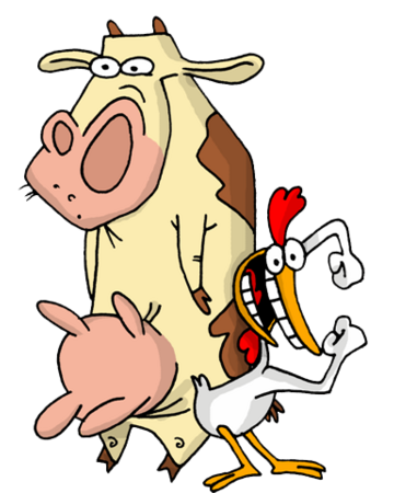 DeathBattleBot's tweet photo. DEATH BATTLE! Cow &amp; Chicken VS Steve Urkel https://t.co/JXoQxpGNHi