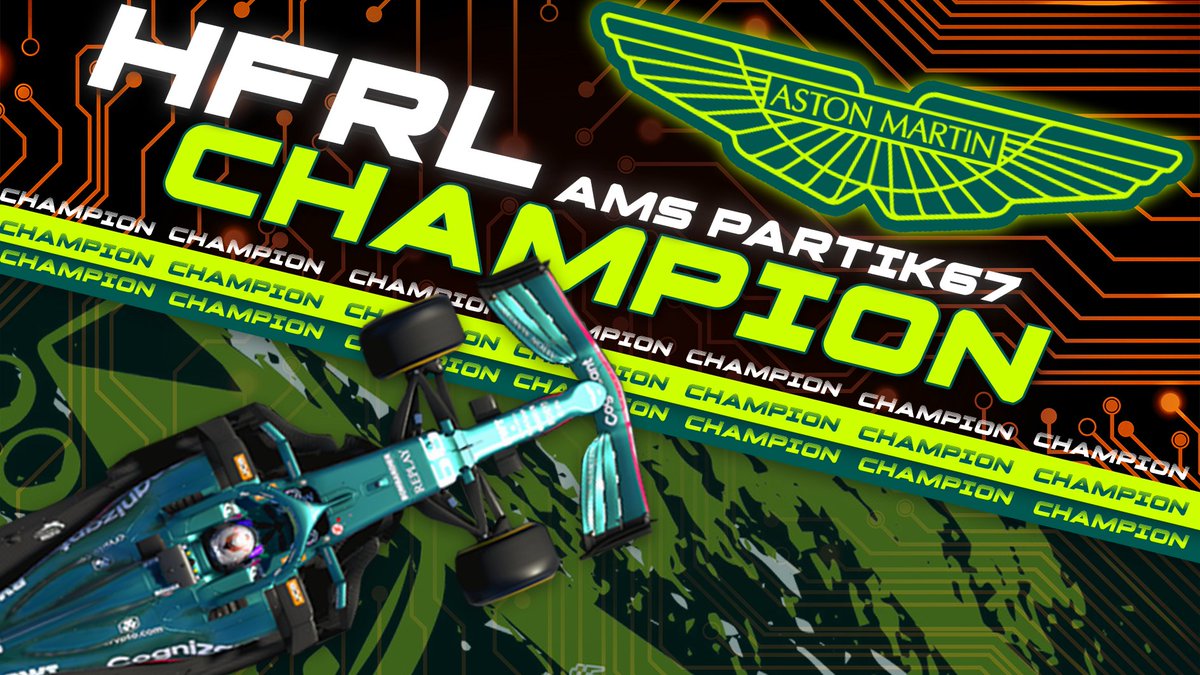 Partik67's tweet photo. It is finally official... My first ever championship in HFRL T2😁🔥
Thank you to everyone who made this championship what it was, specially to @NotyalF1 @ArtemG71_ @FRT_Rokori and Limpjet, my fellow title contenders👏

credit to @KFCSEB for this goated graphic🔥 https://t.co/T4lKSU1dUv