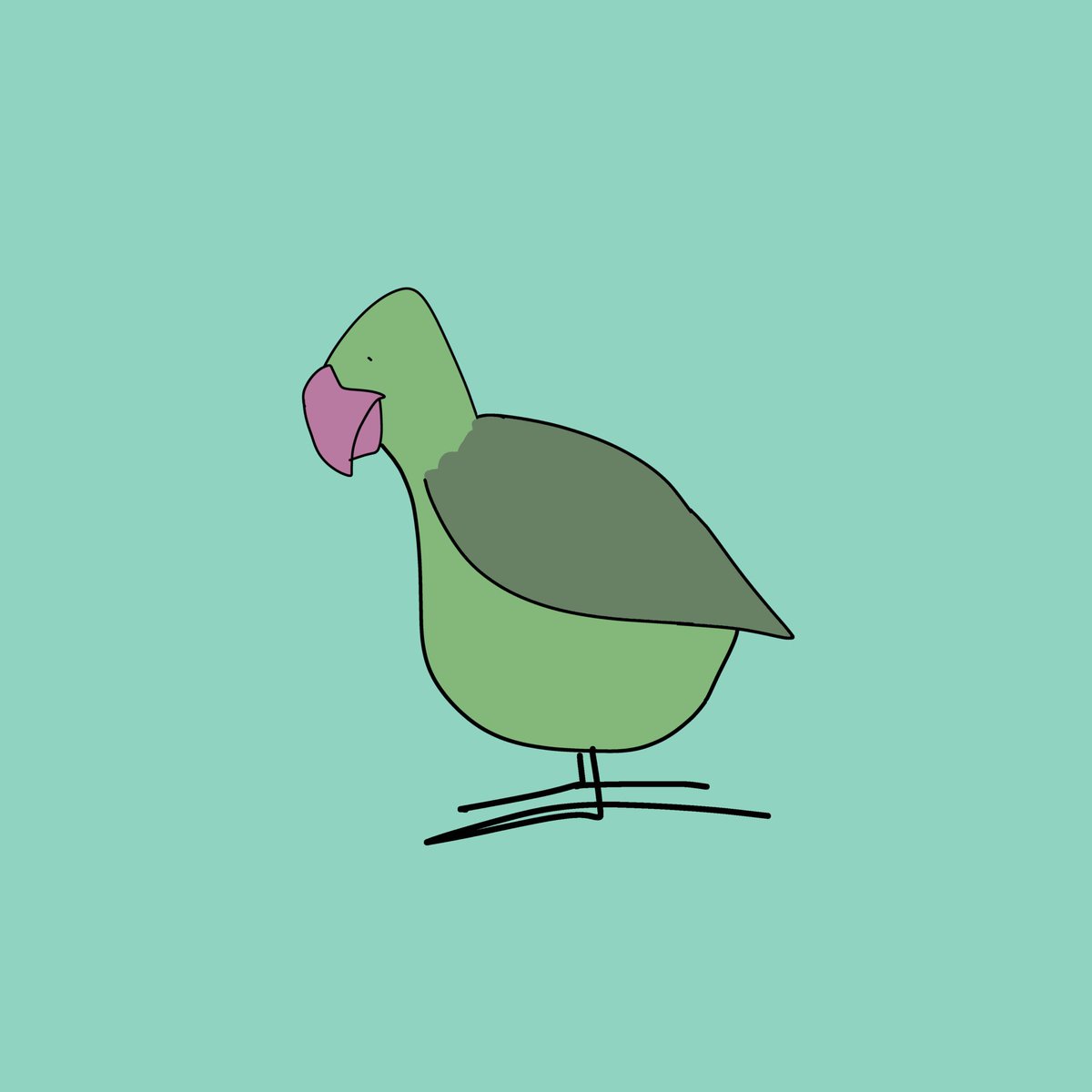 Mamepi_san's tweet photo. タイトル「新種」
 #新種 #イラスト #鳥 #インコ #可愛い #緑 https://t.co/ezRfkhlXyX