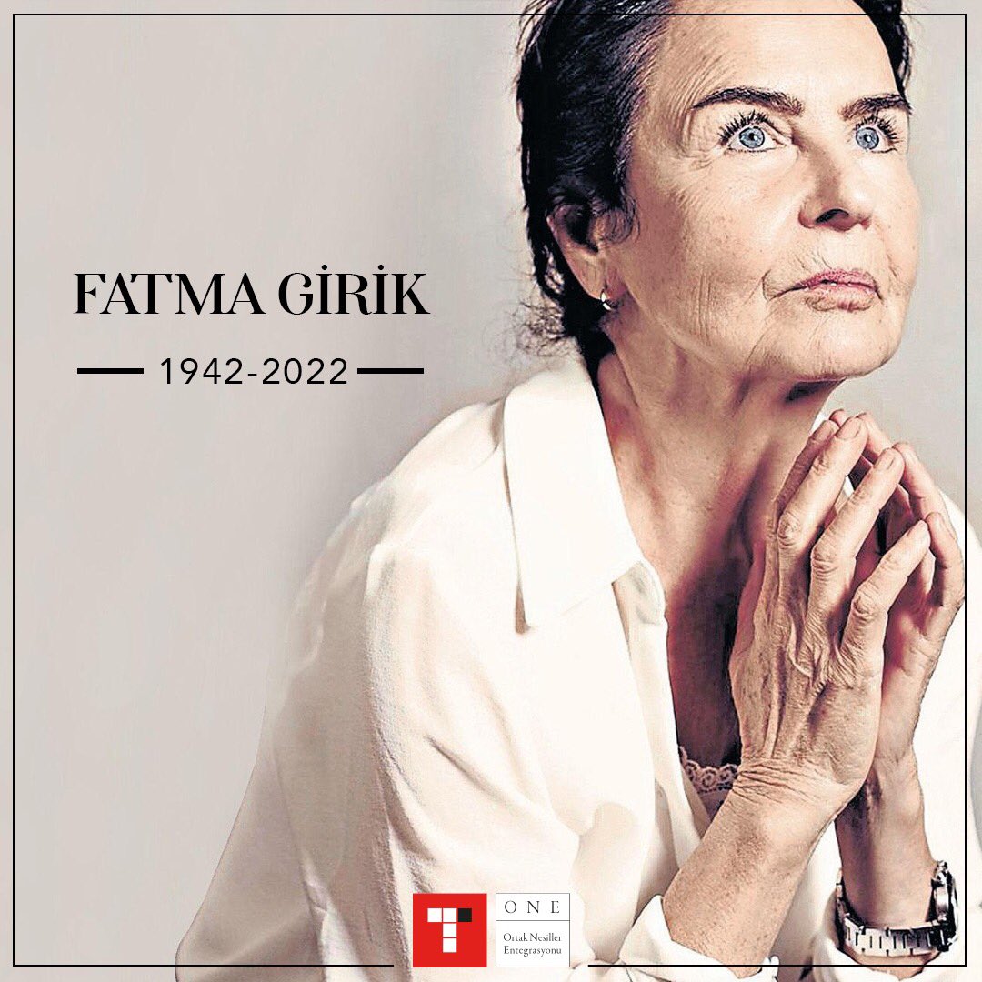 Yeşilçam’ın büyük yıldızı, Türk sinemasının en usta yeteneklerinden Fatma Girik’i kaybettik.  
Cumhuriyet kadınını en iyi şekilde temsil eden ve sinemamıza katkılarıyla kalplerimizde yer etmiş bu çok kıymetli sanatçımızı asla unutmayacağız. 
Hepimizin başı sağolsun.
#FatmaGirik