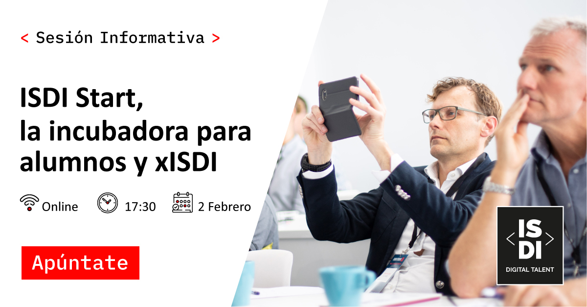 ISDIacc's tweet image. 📢Alumnos de @ISDI_edu y xISDI📢
¿No pudiste asistir a la última sesión de #ISDIStart? ¡No pasa nada! Hemos organizado otra el 2 de febrero a las 17:30 para explicarte todo acerca de nuestra incubadora exclusiva para el ecosistema de #ISDI. Apúntate aquí 👉bit.ly/isdistart_info…
