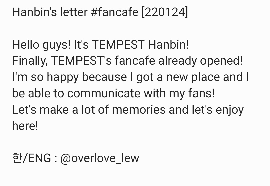 overlove_lew's tweet photo. [220124] Hanbin's Fancafe Letter

#한빈 #HANBIN #TEMPEST #템페스트 https://t.co/s4Ry4m4WPY