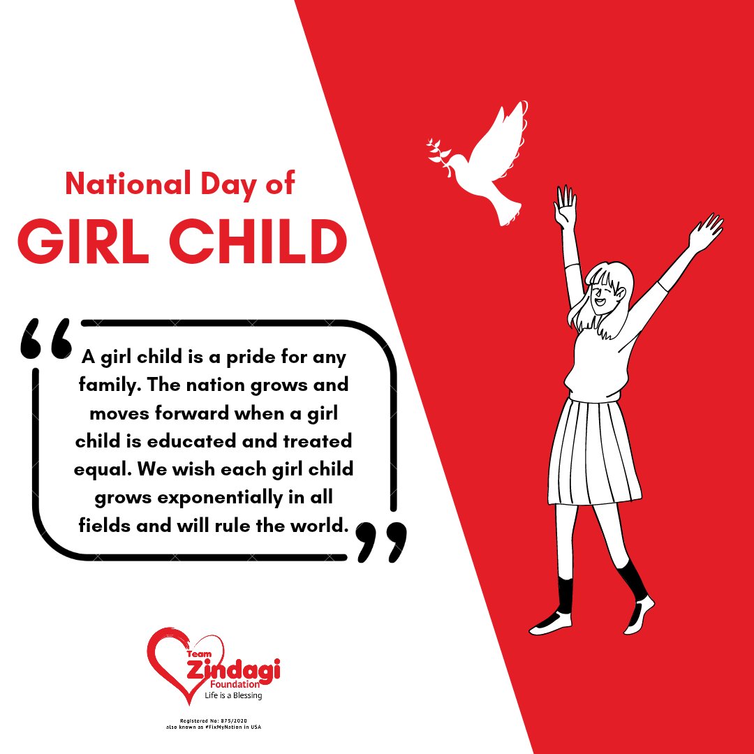 ursteamzindagi's tweet photo. National Girls Child day reminds us that it's our responsibility to give them the importance they deserve and work together for betterment of girls!❤️

#nationalgirlchildday
#nationalgirlchildday2022 

#teamzindagifoundation 
#fixmynation 

Src - Twitter https://t.co/9r0DnpMSSk