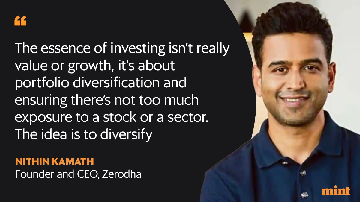 livemint's tweet photo. #MintInterview | In an exclusive conversation with Mint, Nithin Kamath shared his views on the importance of diversifying portfolio while selecting stocks, Zerodha's plans for the future &amp; more

Read: https://t.co/L3r9UofIPj https://t.co/nz2IaRpoTF