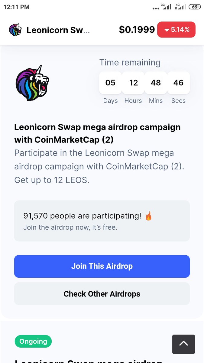 Leonicorn swap mega airdrop on  coinmarketcap, don't br left out, join this airdrop now?