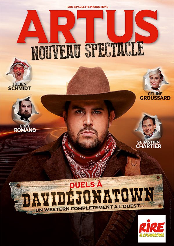 Nouvelles dates pour #DuelsADavidEJonatown en tournée avec <a href="/rirechansons/">Rire et Chansons</a>👍

<a href="/VictorArtus/">Artus</a> <a href="/chartierseb/">Sébastien Chartier</a> <a href="/RomanoGreg/">Greg Romano</a> <a href="/JulienSchmidt33/">Julien SCHMIDT</a> <a href="/CelineGroussard/">Céline Groussard</a>

Cliquez pour réserver➡️billetreduc.com/search.htm?ar=…