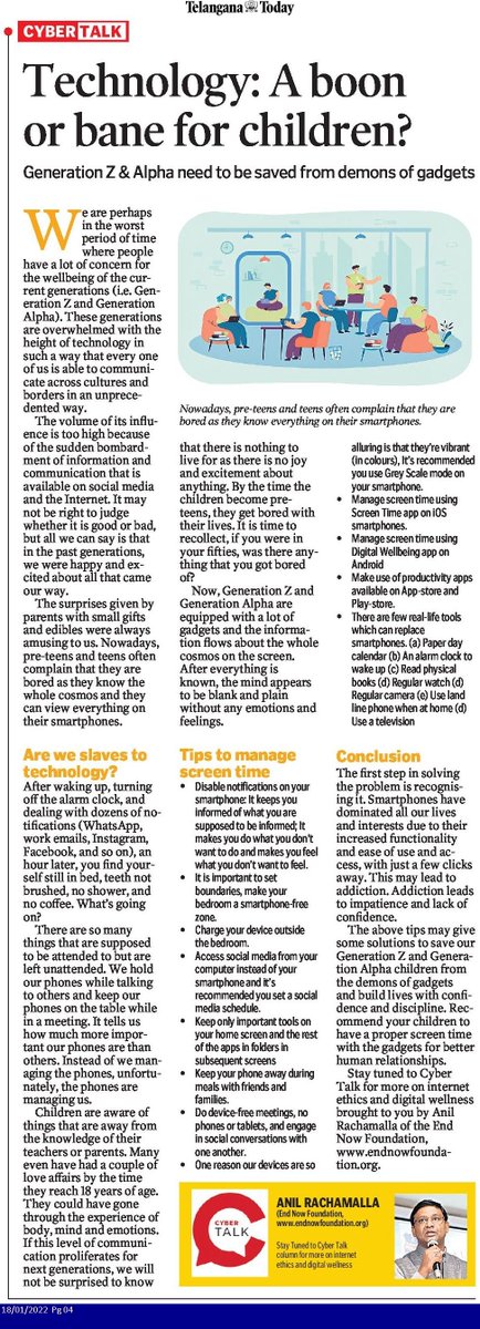 EndNowCyber's tweet photo. Technology, A boon or Bane? @TelanganaToday @AnilRachumalla
 
#digitalwellbeing #InternetEthics 

#GDPR  @CyberSecurityN8 @ROBHyderabad
@megamind00b @Cyberdost @HiHyderabad
@TelanganaCOPs @TelanganaDGP @APPOLICE100 https://t.co/66hS60TSSY