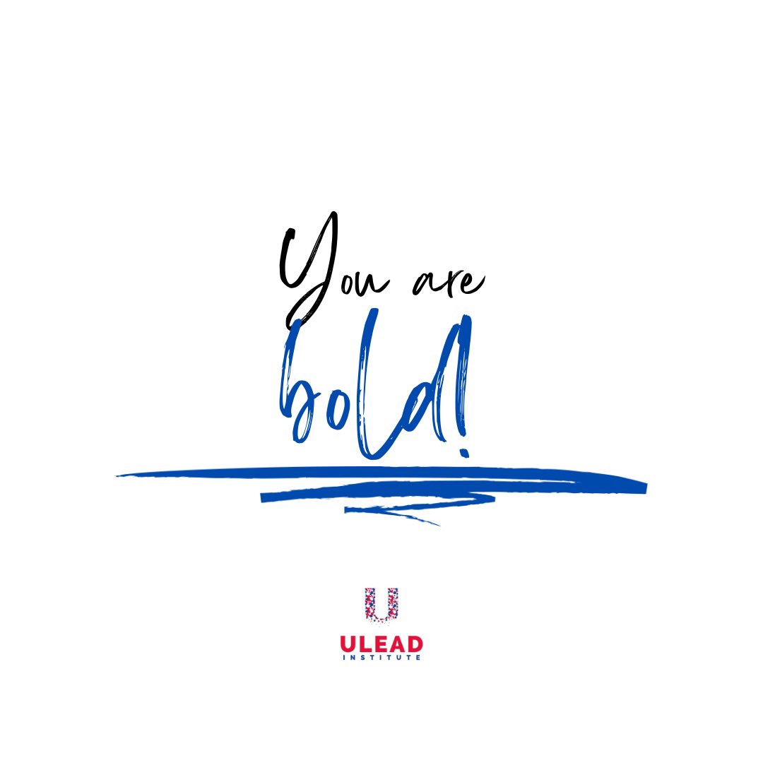 ULEADInstitute's tweet photo. You are BOLD! 

bold - showing an ability to take risks; confident and courageous 

Leadership calls for bold moves and bold decisions. 

Make it your declaration this week 👉🏾 I am BOLD!

#ulead #studentleaders #MondayMotivation https://t.co/A0LXXRp9Sn