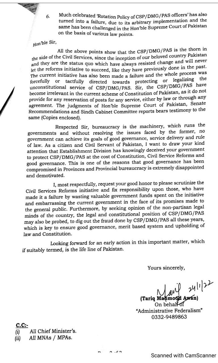 I write a letter to Honorable <a href="/ImranKhanPTI/">Imran Khan</a> 
in line with Articles 5,17, 19 of d constitution to dig out the processes of Civil Service reforms.

CSP/DMG/APUG through Establishment Division have always decieved political governments &amp; 
there z also no exception this time.