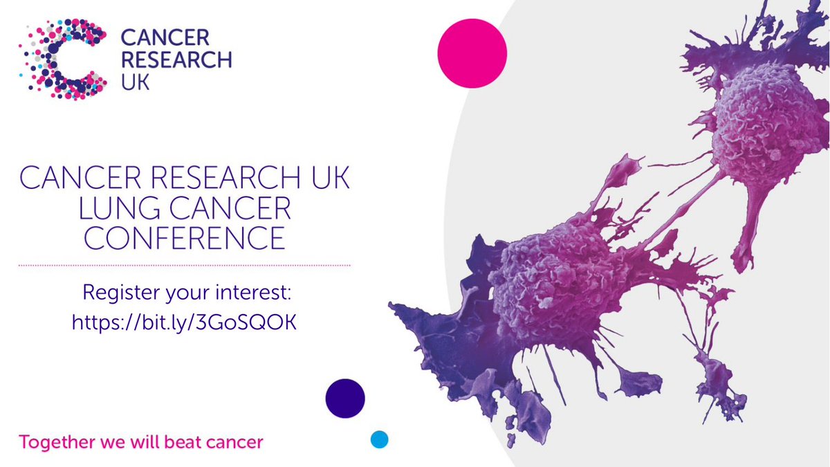 Science and Innovation at Cancer Research UK (@crukresearch) on Twitter photo We’re excited to announce that the Cancer Research UK Lung Cancer Conference will return later this year, with <a href="/CRUKLungCentre/">CRUK Lung Centre</a> leads Prof Caroline Dive and Prof <a href="/CharlesSwanton/">Charles Swanton</a>. #CRUKLung22
Register your interest today and be the first to find out more: bit.ly/3ItEQny We’re excited to announce that the Cancer Research UK Lung Cancer Conference will return later this year, with <a href="/CRUKLungCentre/">CRUK Lung Centre</a> leads Prof Caroline Dive and Prof <a href="/CharlesSwanton/">Charles Swanton</a>. #CRUKLung22
Register your interest today and be the first to find out more: bit.ly/3ItEQny