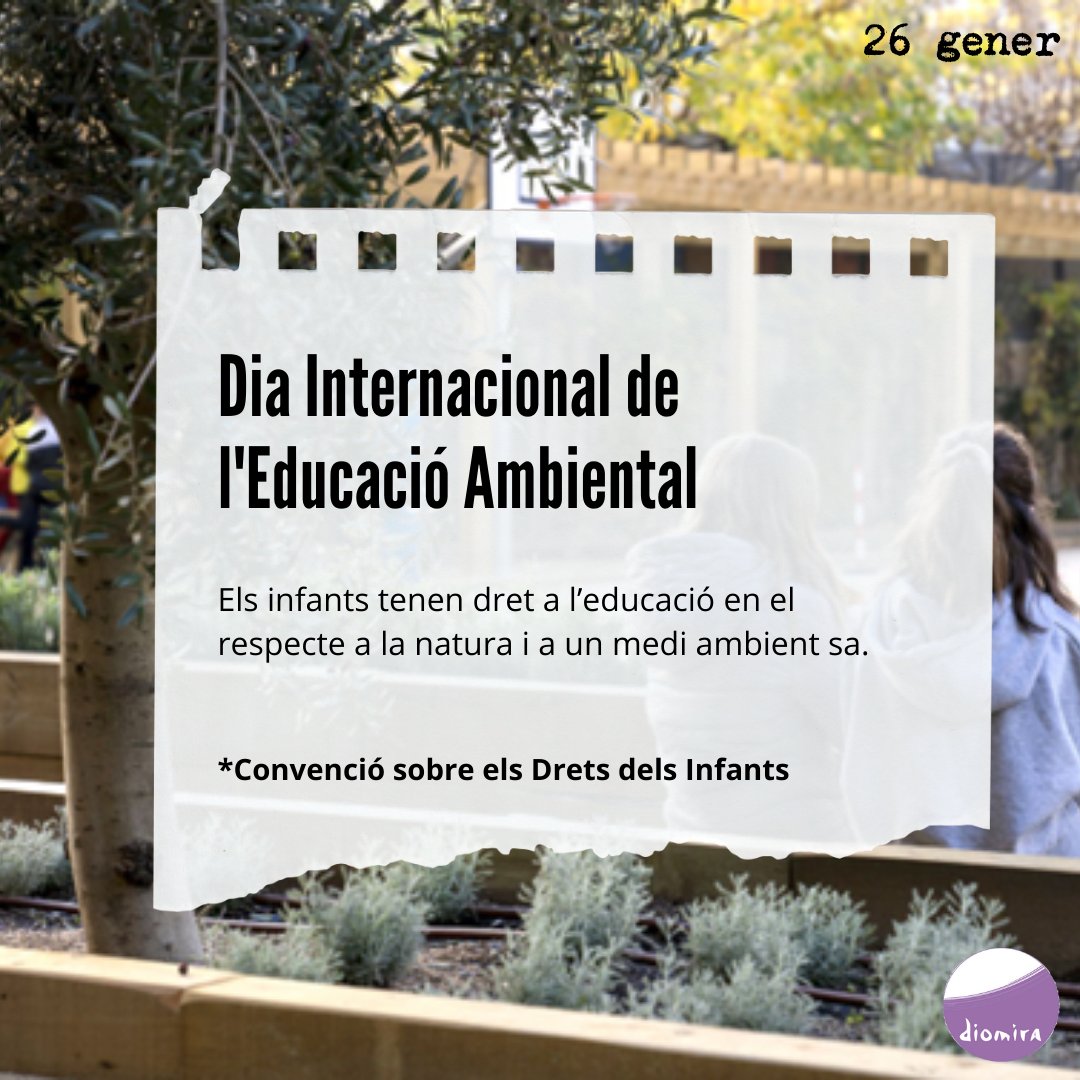 🗓️ Avui és el Dia Internacional de l'Educació Ambiental

Segons la Convenció sobre els Drets dels Infants, tots els infants tenen dret a l’educació en el respecte a la natura i a un medi ambient sa.

#dretsinfants <a href="/CNIACat/">CNIAC</a>
