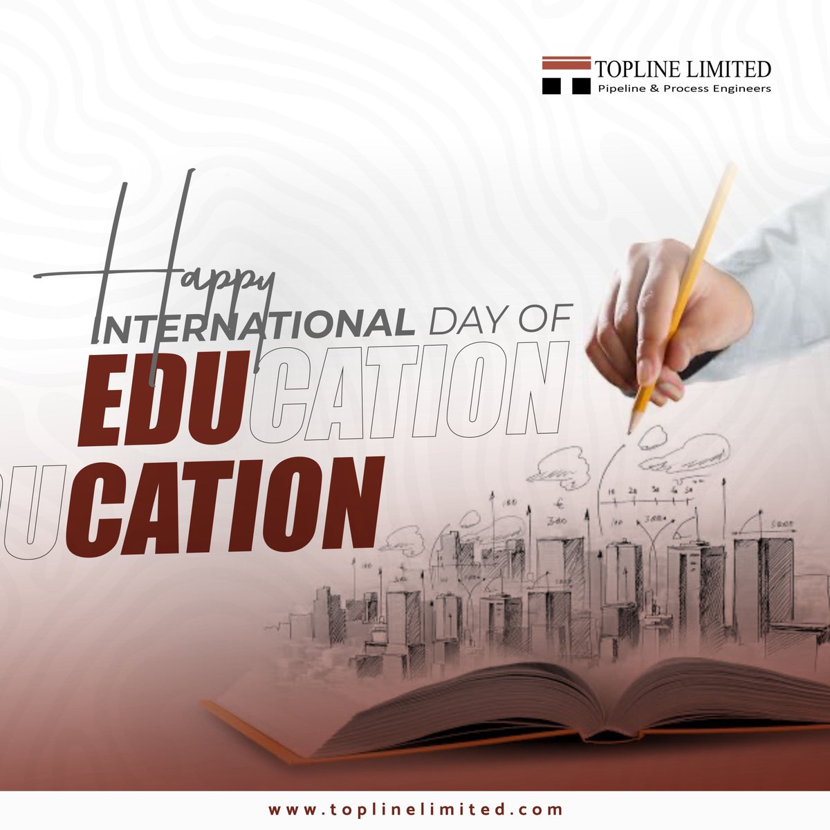 ToplineNigeria's tweet photo. Education is that one key which can unlock many more doors to progress and success than we can imagine. In all your getting, get education! Warm greetings on this International Day of Education!
#oilandgasindustry #PipeLineServices #internationaleducation #knowledgeispower https://t.co/AjqZlKTT5s