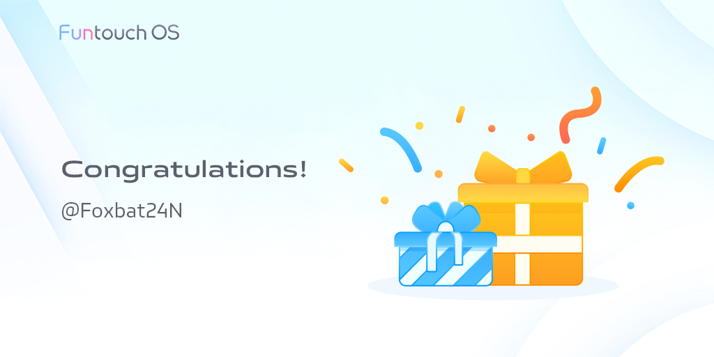 OriginOS_Global's tweet photo. 🥳Congratulations!
@Foxbat24N
😊If you don't win this time, don't worry.
😎There are many amazing contests in the near future! Stay tuned! 
#vivo #FuntouchOS #GuessWithFun #FunForShoting https://t.co/iApubEm02p