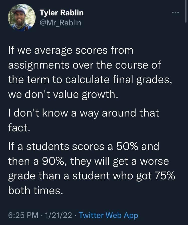 An antiquated practice in schools that hinders growth and evolvement of the whole child… <a href="/Mr_Rablin/">Tyler Rablin</a> #JoyfulLeaders
