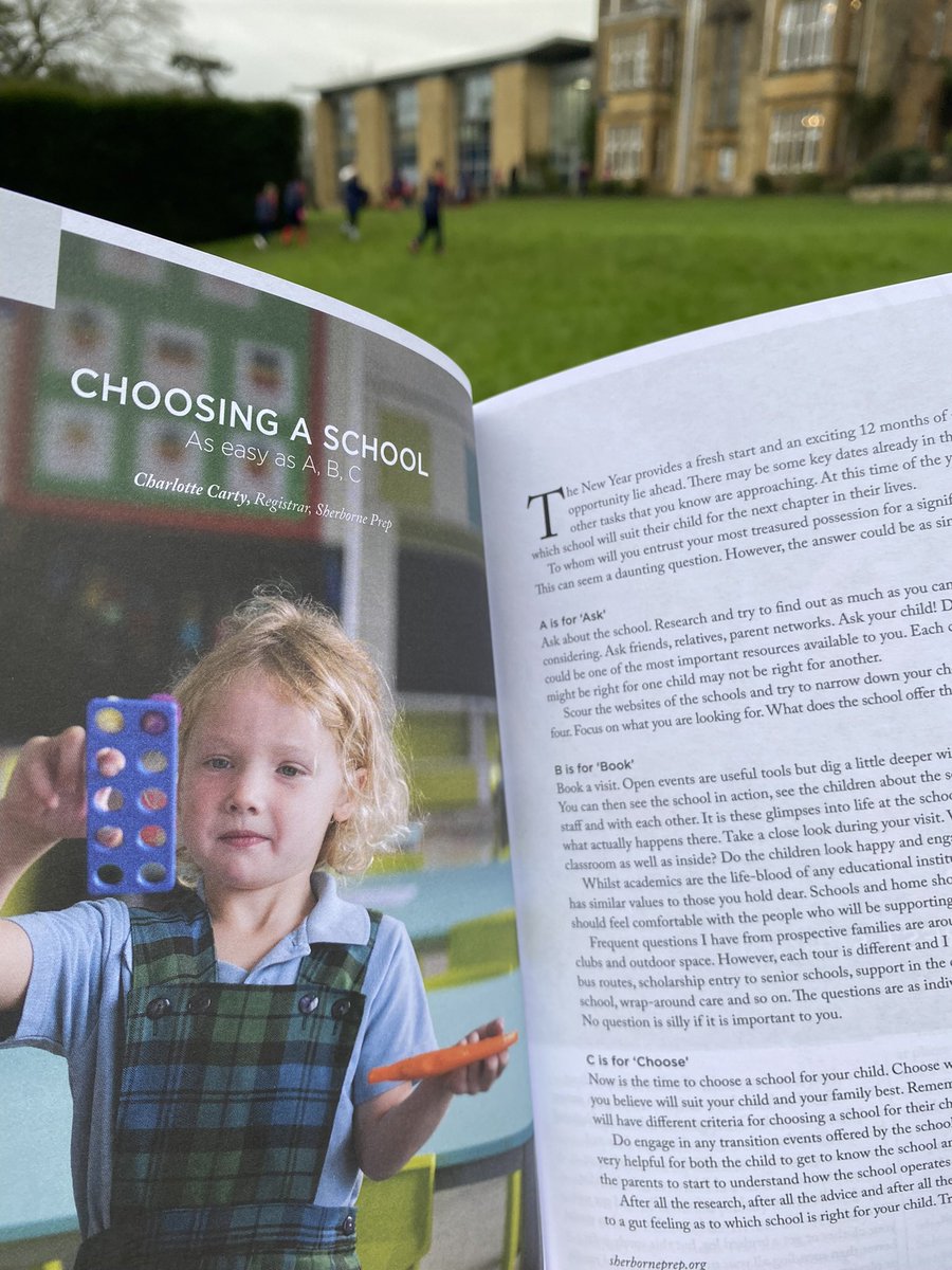 Sherborneprep's tweet image. ⭐️Choose with confidence.
⭐️Trust yourself.
⭐️You know your child best.

Some wonderful words of wisdom from our Registrar, Charlotte Carty, in the @sherbornetimes this month. 
sherborneprep.org/news

#choosingaschool #dorsetschools #sherborneschools #thesherborneprepdifference
