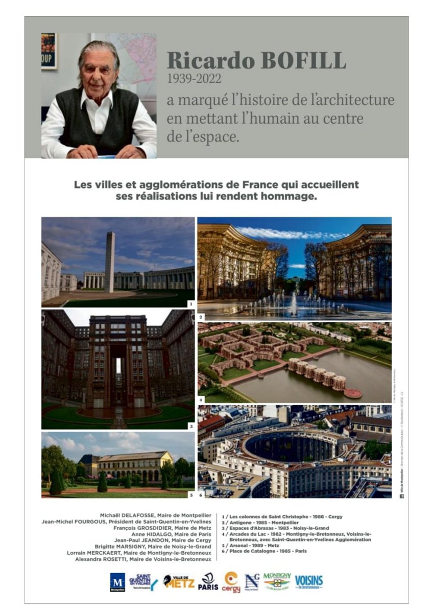 Avec mes collègues maires de villes où Ricardo Bofill a réalisé des oeuvres architecturales, nous nous sommes associés pour lui rendre hommage dans <a href="/lemondefr/">Le Monde</a>