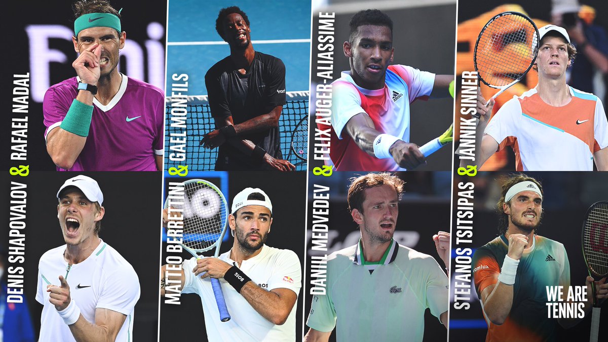 İşte karşınızda #AusOpen 2022 tek erkekler çeyrek final eşleşmeleri!🎾 Favoriniz kim?