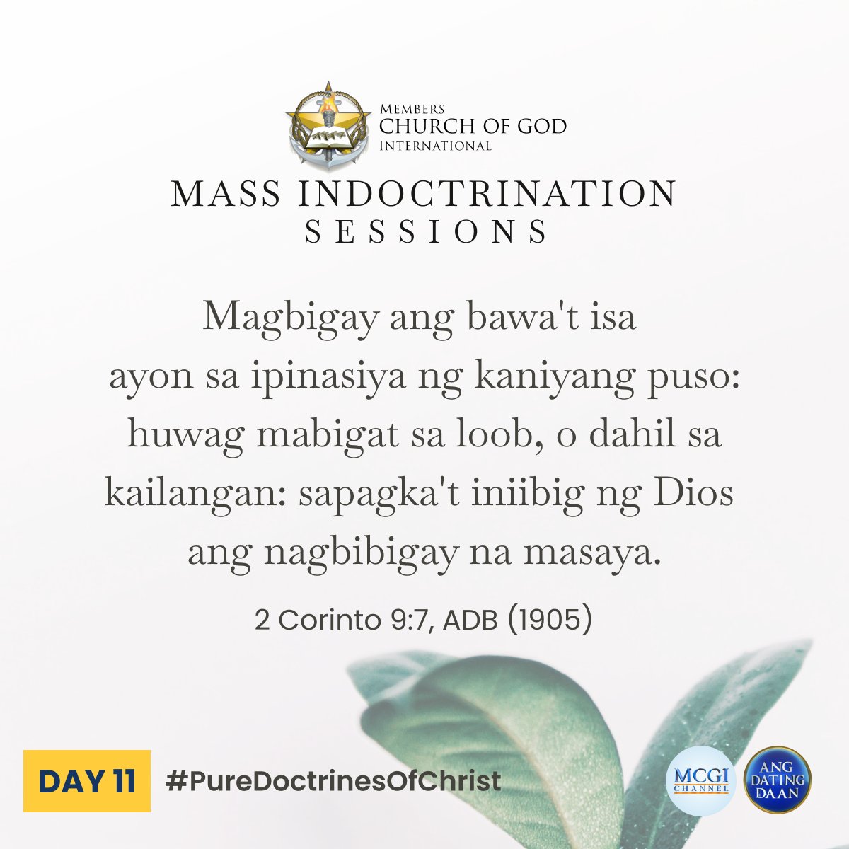 AngDatingDaanTV's tweet photo. MCGI Mass Indoctrination Session 11
Verse of the Day:

Every man according as he purposeth in his heart, so let him give; not grudgingly, or of necessity: for God loveth a cheerful giver.

(2 Cor. 9:7, KJV)

Good Works and Giving
#PureDoctrinesOfChrist https://t.co/wbMDzwHA49