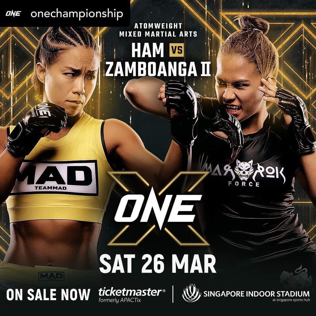 tribunephl's tweet photo. LOOK:

REMATCH💥

Denice Zamboanga (@DZDenice) faces anew Seo Hee Ham (@seoheeham_mma) in a rematch 
at ONE: X on 26 March. @TribuneSportsPh 

📸 @ONEChampionship / IG https://t.co/T1xiq1c3pM
