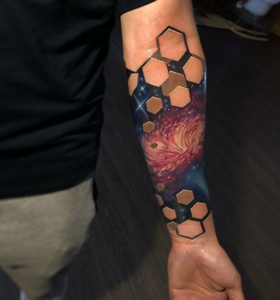 Tattoo tagged with geometric shape small astronomy nando triangle  contemporary tiny galaxy little inner forearm  inkedappcom