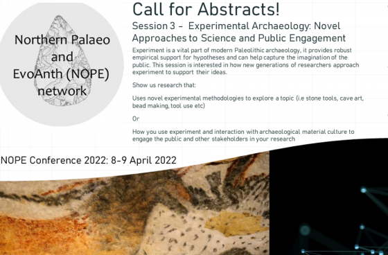 #NOPE - #Call for #Papers - #Session 3
#Deadline: 5pm (GMT), 31st #January 2022
exarc.net/events/nope-ca…

#EXARC #Experimental #Archaeology #callforabstracts #nothernpaleo #evoanth #novelapproaches #paleolithic #conference #durhamuniversity
@NOPE_network #EVENT