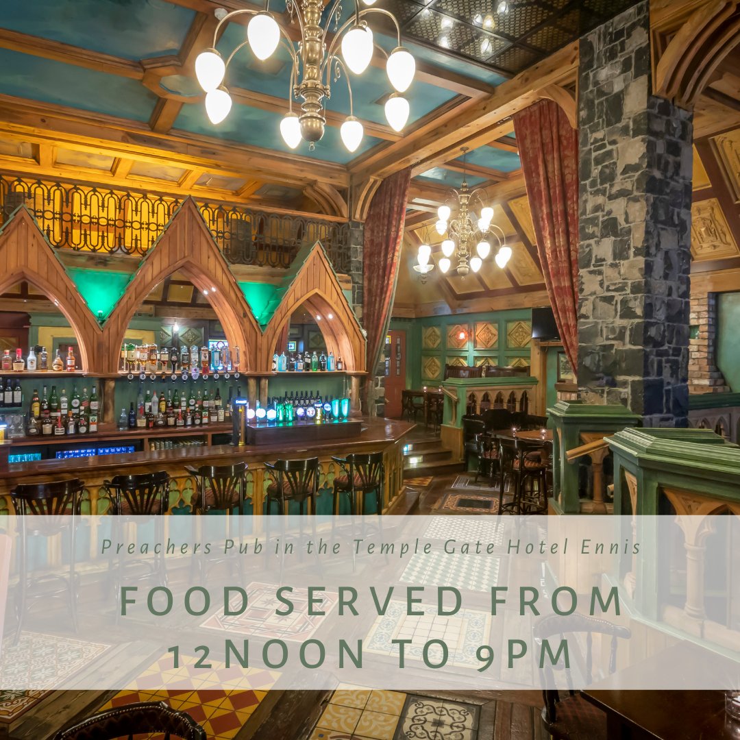 Temple Gate Hotel Following Recent Government Decisions We Are Thrilled To Announce That We Will Be Serving Our Acclaimed Bar Food Menu From 12noon To 9pm Daily In Our Preachers