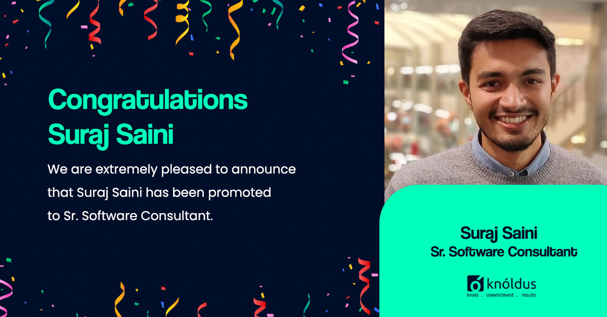 Knolspeak's tweet photo. What a way to start a new week, 2 of our #SoftwareConsultants have gained promotions and started as Senior Software Consultants this week!
Please join us in congratulating Suraj and Sakshi, and wishing them every success in their new role!
#promotion #newbeginnings #promoted https://t.co/5ZJNGLTKUM