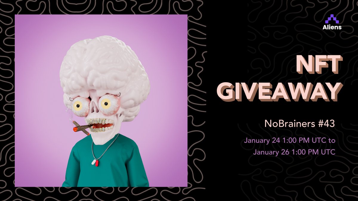 🔥 New Giveaway: Join us in our <a href="/NoBrainersNFT/">No Brainers</a> collab. Be part of a mental-health advocate community that will witness the next great leap in human evolution! How?

1. Download Aliens (link in bio)
2. Tap participate on the giveaway tab
3. Follow the steps there

Good luck!🧠